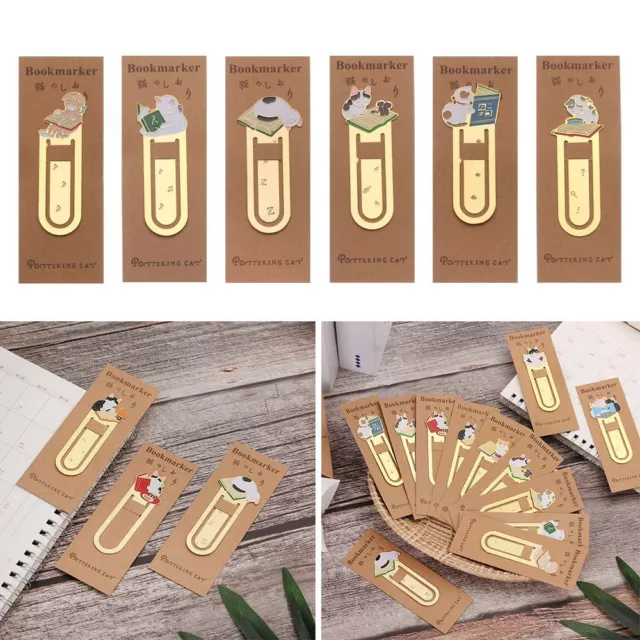 Stationery Metal Gold-plated Label Book Folder Bookmark Cute Cats