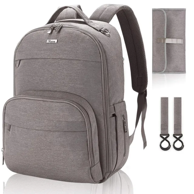 Voova Diaper Bag Backpack, Multifunction Travel Back Pack Maternity (Khaki Ash)