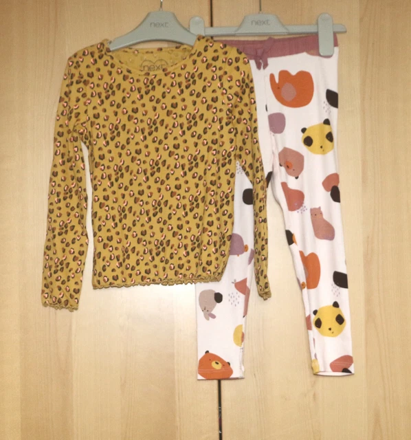 Next Girls Ochre Animal Print Top  & Pink Animal Leggings Age 3-4 Years BNWT