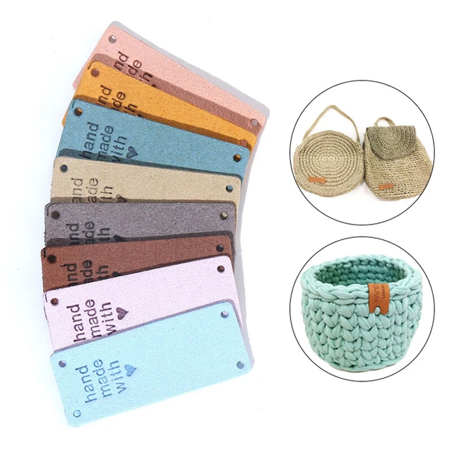 20 piezas hechas a mano con etiquetas de amor cuero PU etiquetas artesanías hágalo usted mismo prenda de coser