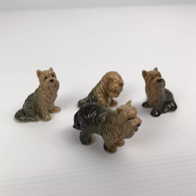Miniature Ceramic Hand Painted Dog Berger Family , Set of 4
