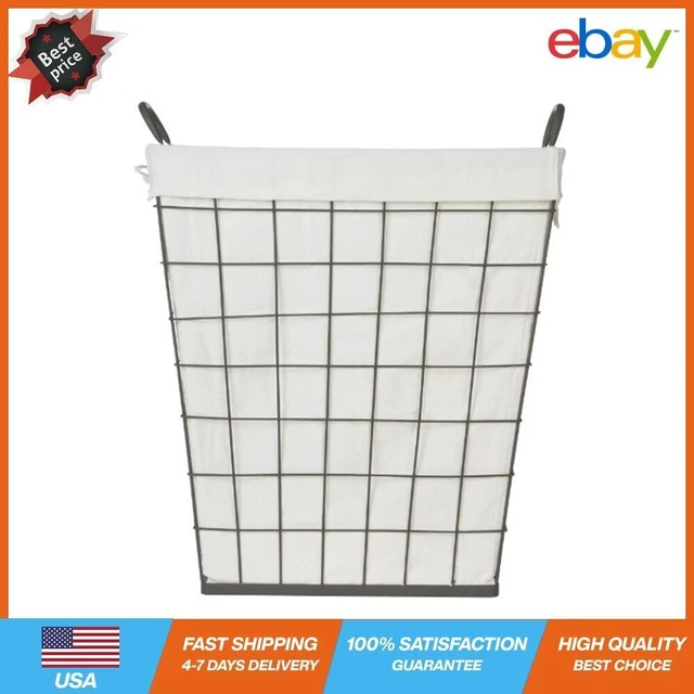 Heavy-Gauge Wire Laundry Basket,Dark Zinc,Removable liner, 20 in x 15 in x 25 in