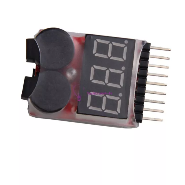1-8S Lipo/Li-ion/Fe Battery Voltage 2IN1 Tester Low Voltage Buzzer Alarm 2