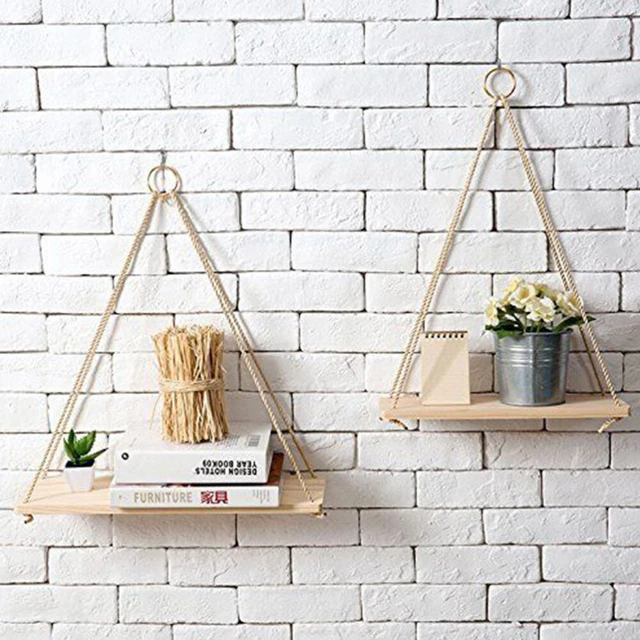 Set 4 Piccoli Scaffali Da Parete In Legno Di Noce | Design Sospeso Senza Supporti | Capacità 4,5 Kg Cadauno | Per Camera, Bagno E Soggiorno