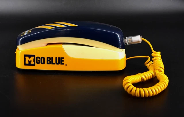 UNIVERSITY OF MICHIGAN Wolverines Push Button Phone Telephone w/ Cord ...
