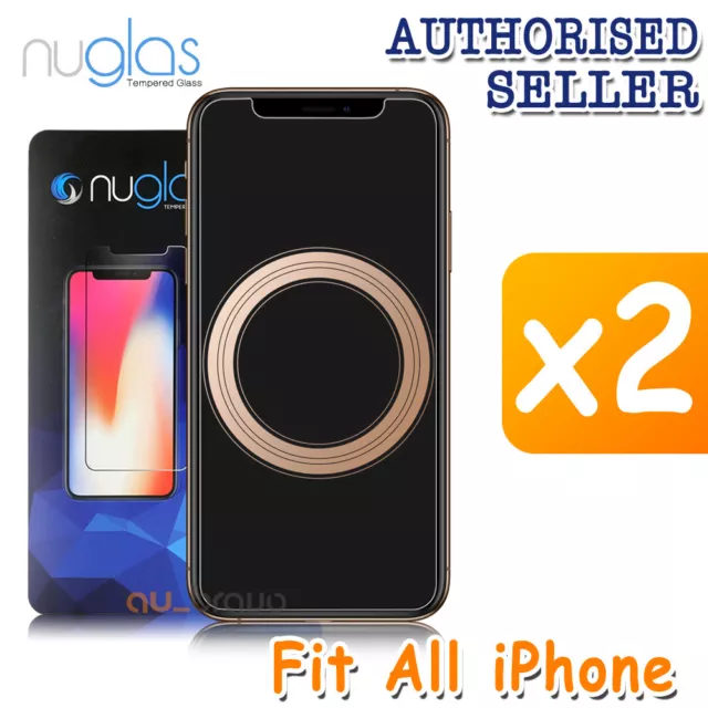 2x GENUINE NUGLAS Tempered Glass Screen Protector for Apple iPhone XS Max XR X