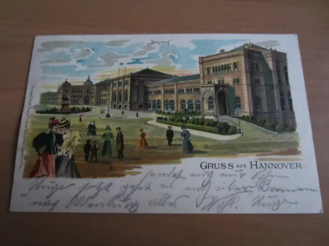 alte Postkarte, Litho, Gruß aus Hannover, um 1903
