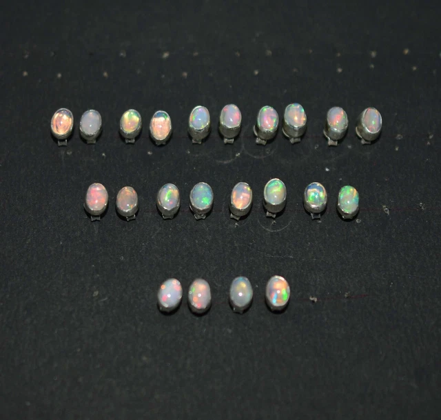 Wholesale 11PR 925 Solid Sterling Silver Ethiopian Opal Stud Earrings Quantity 1