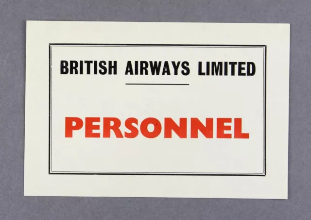 British Airways Personnel Vintage Original Gummed Airline Luggage Label 1930'S