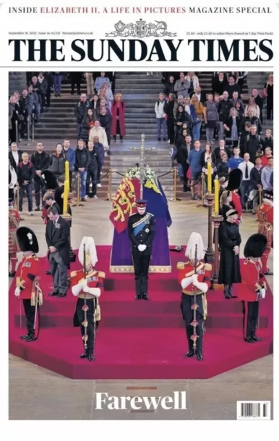 The Sunday Times Newspaper - 18th September 2022 - Queen's Vigil - With Magazine