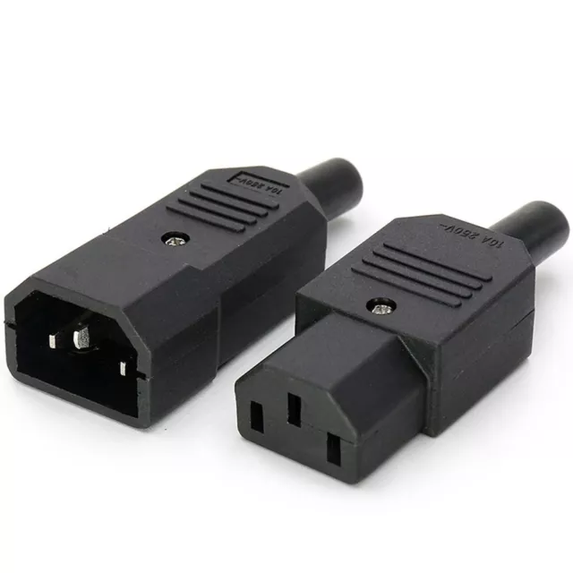 Convenient and Non Slip C14 Plug C13 Coupling Set 250V/10A Black Color