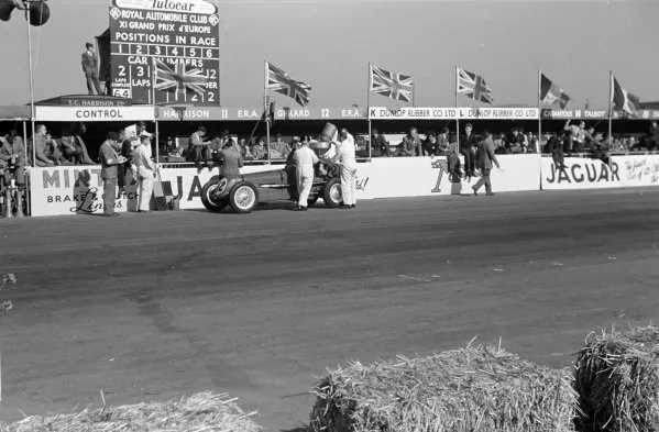 Bob Gerard, ERA B Type, is refuelled in the pit lane 1950 Motor Racing Old Photo