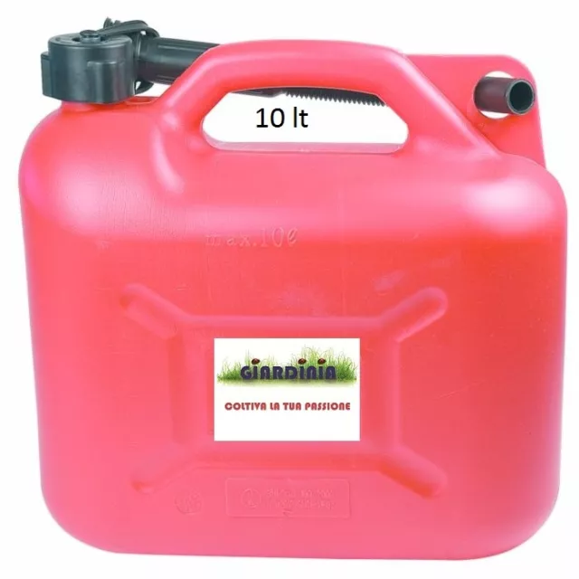 Bidon Pour Carburant en Polyéthylène Rouge Lt 10