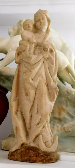 Madonna Figur Lindenholz Handarbeit alt Fundstück Erzgebirge Volkskunst antik 2