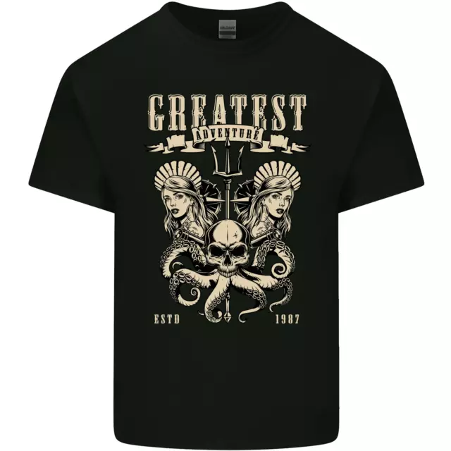 T-shirt top da uomo cotone Trident Skull Scuba Polpo Cthulhu