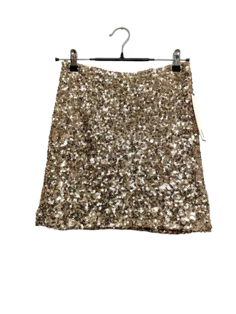 NWT AQUA MINI Sequin Skirt Size Small Champagne Gold Party Holiday ...