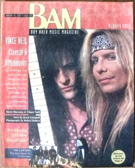 Bam Bay Area Music Magazine #399 January 15 1993 (Gd) Vince Neil Motley Crue