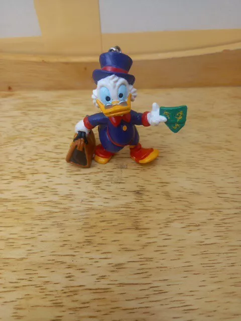 Vintage Walt Disney Keyring Uncle Scrooge McDuck PVC Toy Figure Bullyland 3”