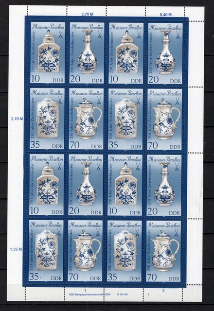 DDR 1989 Meissener Porzellan kompletter Zd-Bogen MiNr. 3241 - 3244 II postfrisch