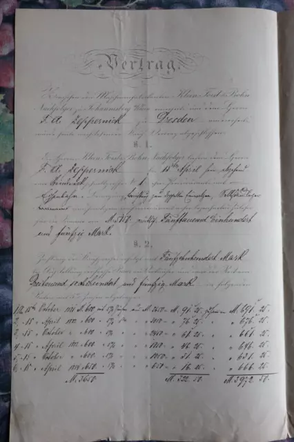 Kaufvertrag Druckmaschine Zeppernick & Hartz Dresden 1881