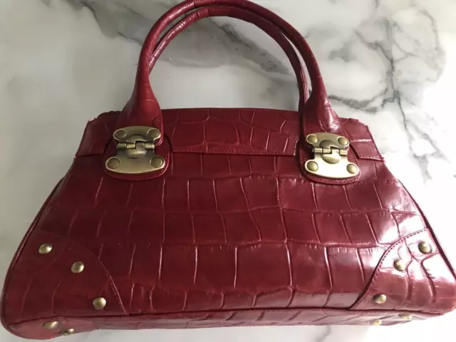 DENTS 1777 BURGUNDY Leather Handbag 12.00 PicClick UK