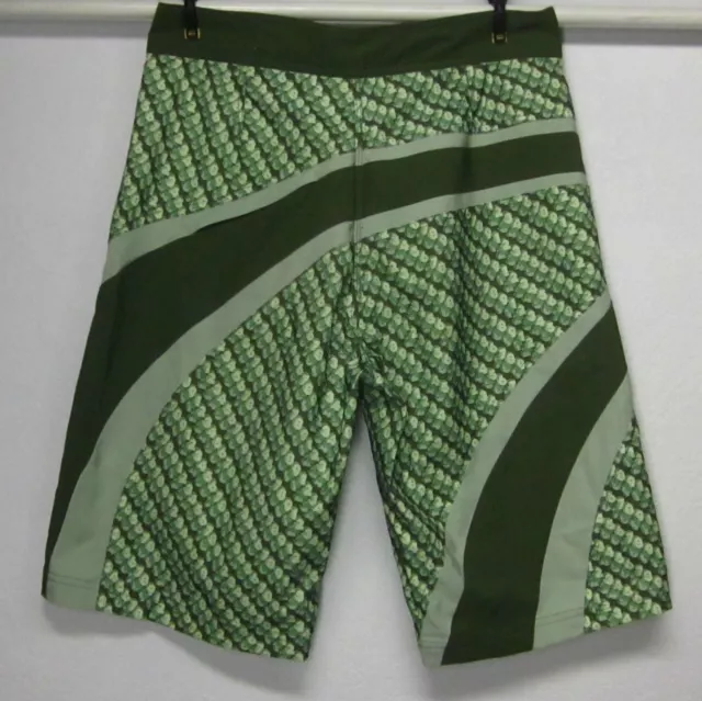 PENGUIN MUNSINGWEAR NWOT Green GEO Swim Trunks Front Tie W30 Zipper Pocket NEW 3