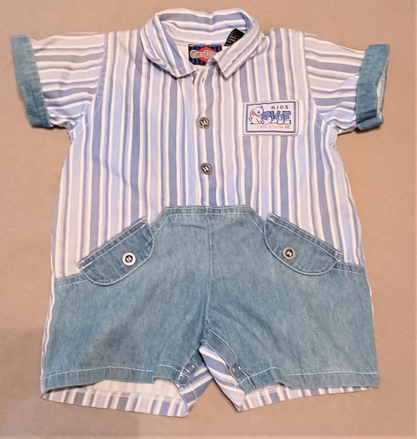 Vintage GoodFellas Baby  3-6 months Blue White Kids Blue True & Loyal Bodysuit