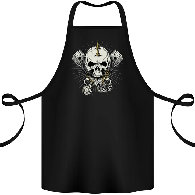 Piston Skull Motorcycle Motorbike Biker Cotton Apron 100% Organic