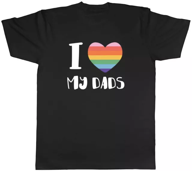 Pride Rainbow Heart Mens T-Shirt I Love My Dads LGBTQ+ Unisex Tee Gift