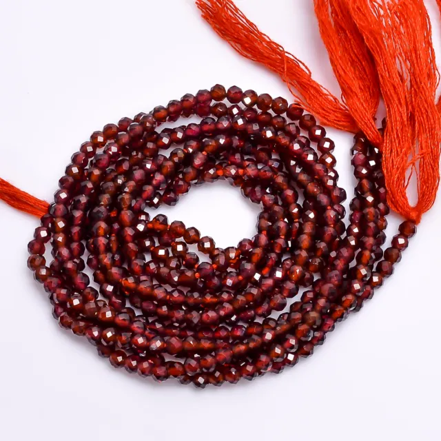 100% Natural Red Garnet Gemstone Round Faceted Beads 3X3 mm Strand 13" AB-229