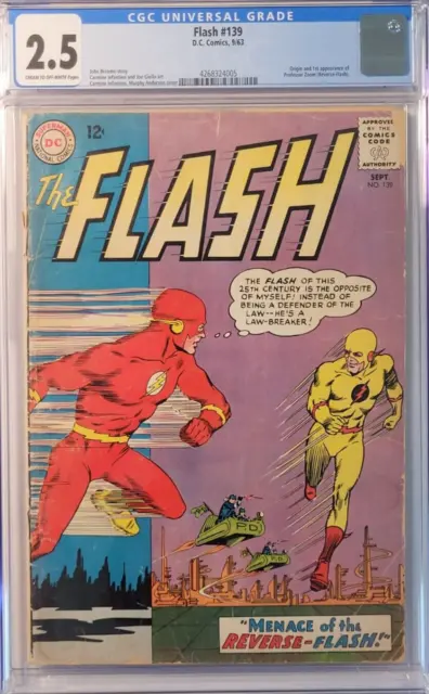 1963 Flash 139 CGC 2.5 1st Appearance & Origin of Reverse Flash. Professor Zoom.