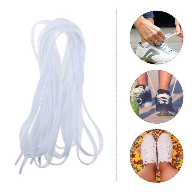2 paia lacci piatti poliestere elastici white