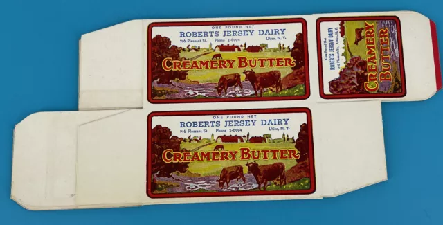 1950's Roberts Jersey Dairy Creamery Butter Box ADVERTISMENT Cows  Brooks