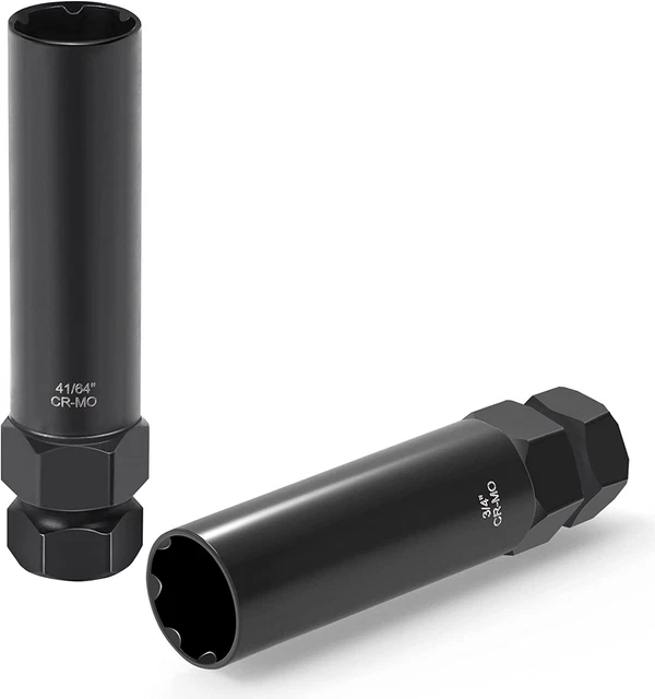 2 Piece 6 Spline & 7 Spline Lug Nut Key, Spline Lug Nut Socket, Sae/Metric Wheel
