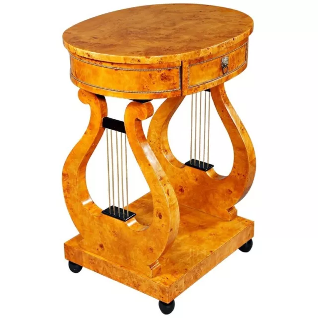 Q' Lyra Sewing Table / Side Table in Antique Biedermeier Style