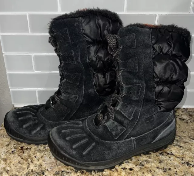 Black Suede Combat Faux Fur Women’s TimberLand Boots Size 8.5