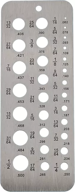 Cal Hawk Tools Drill Bit Gauge 28 holes 12 gauge stainless steel  1/64" steps