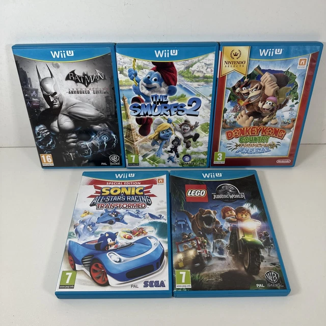 Nintendo Wii U Games Bundle x5 Lego Jurassic World Smurfs 2 Donkey Kong Country
