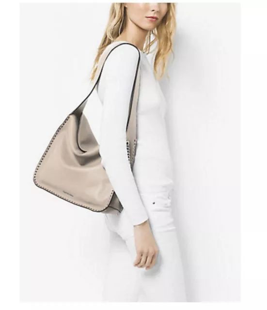 Michael Kors Astor hobo shoulder bag tote Leather satchel (Cement Grey)