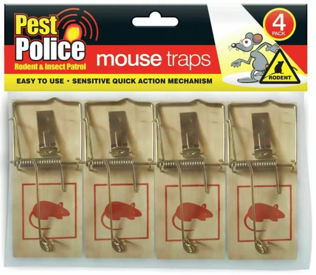 4x Traditional Mouse Traps Mice Trap Rodent Traps Reusable Wooden & Durable Pest