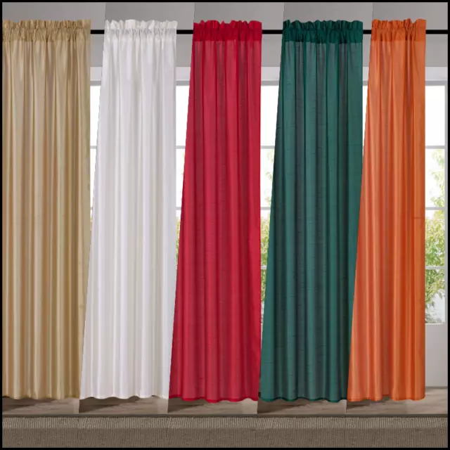 2Pc Set Versatile Faux Silk Window Curtain Treatment Rod Pocket Panels (Mr2)95"