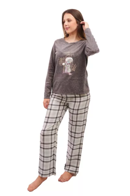Womens Ladies Pyjamas PJ Top Bottoms Set Loungewear Fleece Tatty Teddy Size 4-22 2