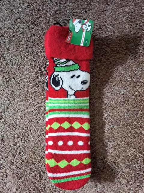 Womens Peanuts Snoopy Christmas Holiday Slipper Socks