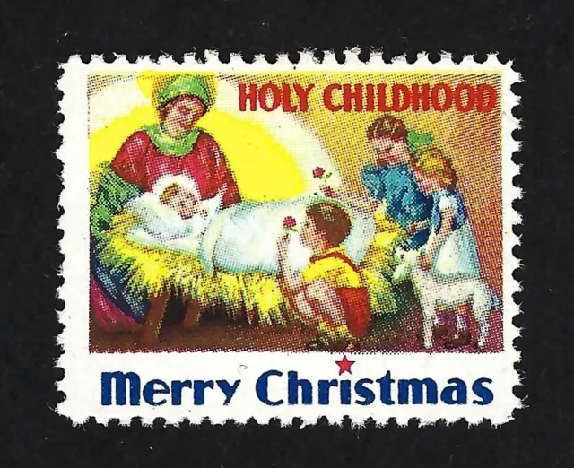 Holy Childhood - Merry Christmas Charity Stamp - Manger - Adoration