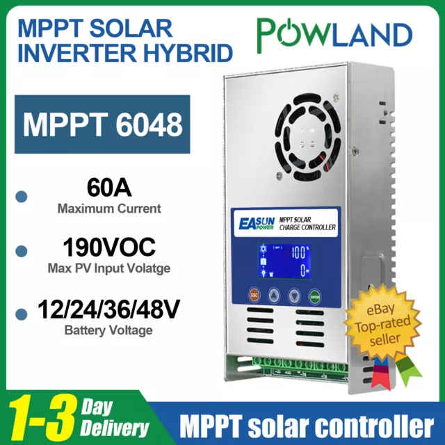 12V/24V/36V/48V carga 3 etapas 60A MPPT regulador de carga solar automático DE