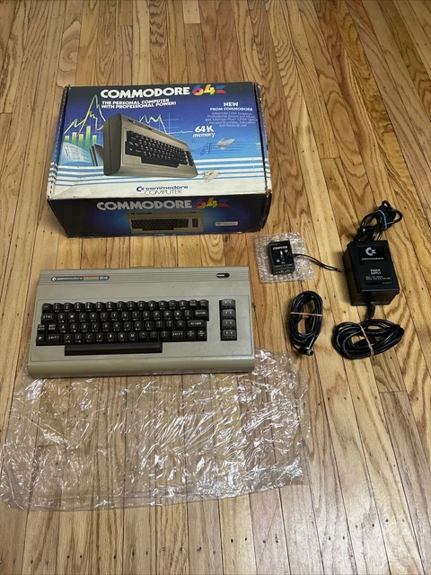 VTG Commodore 64 Game System Console Computer Original Box AV Power WORKS