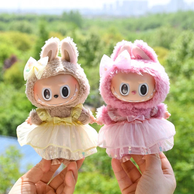 Labubu Doll Clothes Doll Dress Outfit For 13cm Dolls, Kawaii Purple Sequin Gauze Skirt American Girl Doll Clothes