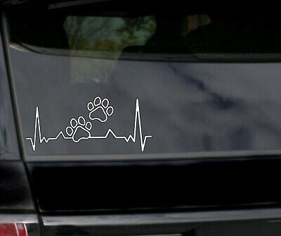 PAW PRINT LIFELINE Vinyl Decal Sticker Car Window Bumper Dog Cat Love Heartbeat