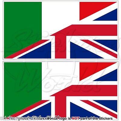 ITALY-United Kingdom Flag Italian-UK British Union Jack 110mm Stickers Decals x2