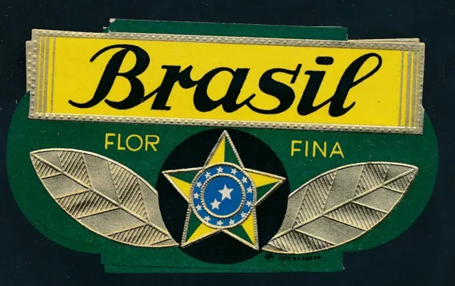 74253) Tabak, Zigarren Kisten Etikett  Brasil FLOR FINA